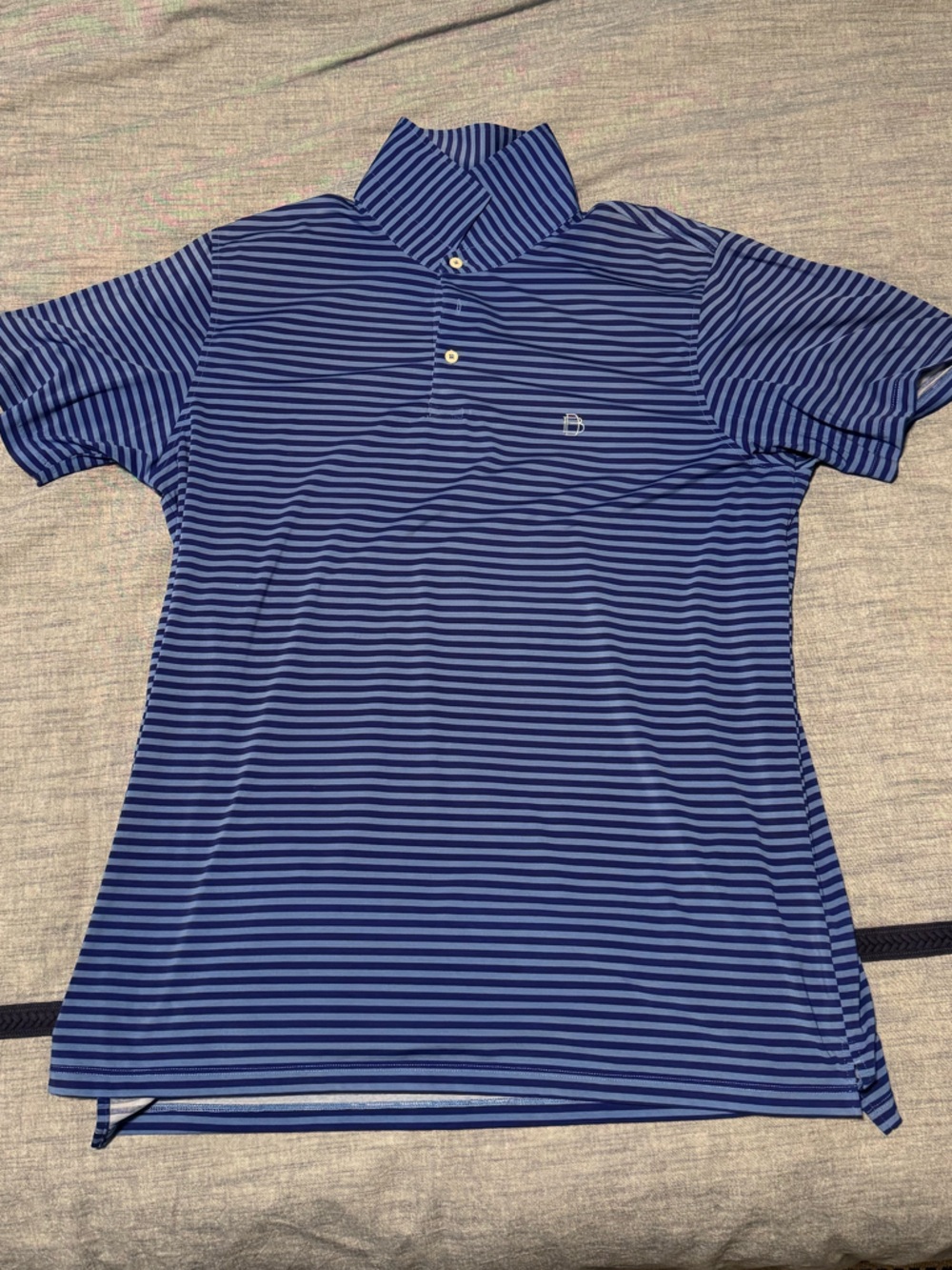 Men's Blue Striped Performance Polo